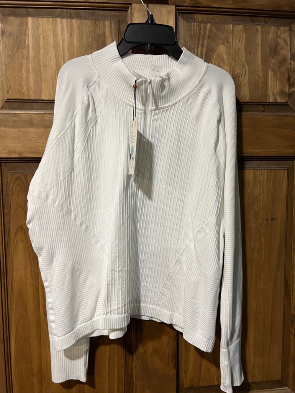 CALIA by Carrie Underwood White Ribbed Half-Zip Pullover Sweatshirt